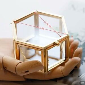 Used Once | SHEIN | Hexagonal Gold Glass Jewelry Box